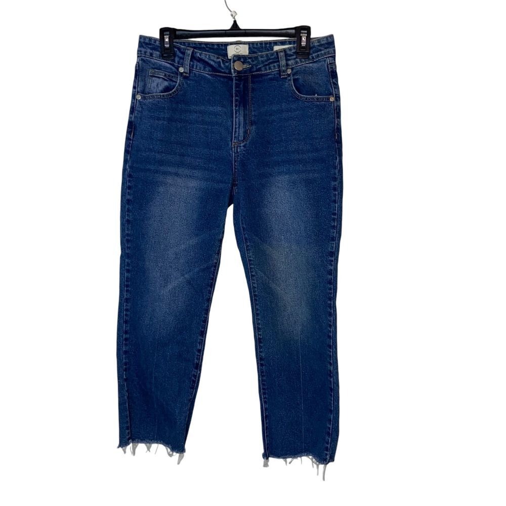 91 Cotton On Woman's Mid Slim Straight Cropped Raw‎ Hem Denim Jeans Size 8